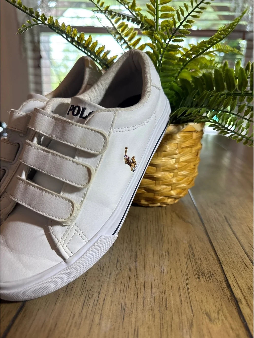 Polo Ralph Lauren Boys White Hook & Loop Sneakers Size 3